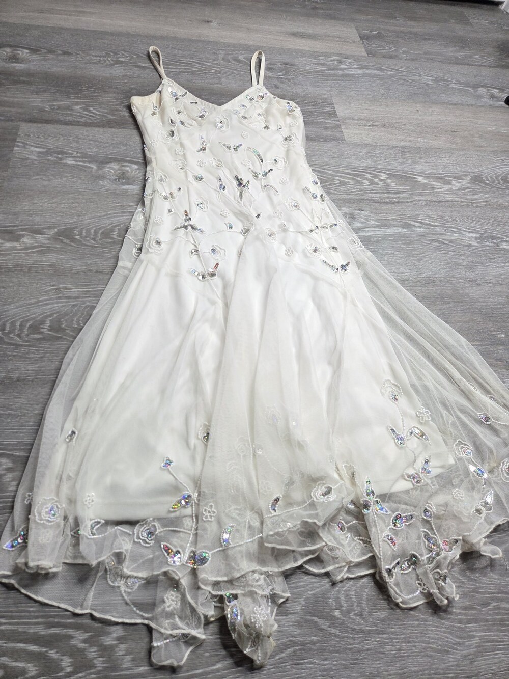 Together White Sequin Beaded Women's Evening Dress Size 6 - Picture 10 of 14